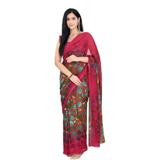 Pink Colour Pure Georgette Printed Saree With Blouse Piece Pink Colour Pure Georgette Printed Saree With Blouse Piece
