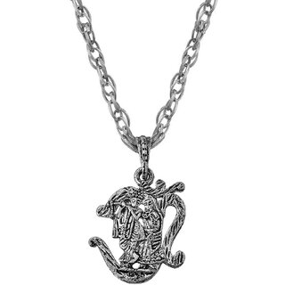                       M Men Style Religious Lord Shri Raddh Krushna  With  Om  Silver  Zinc And Metal Pendant                                              