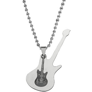                       M Men Style Rock Star Guitar Musical Music Treble Clef Note Sysmbol Grey  Silver  Metal Pendant                                              