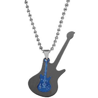                       M Men Style Rock Star Guitar Musical Music Treble Clef  Note Sysmbol Blue  Grey  Zinc  Metal Pendant                                              