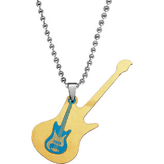                       M Men Style Rock Star Guitar Musical Music Treble Clef  Note Sysmbol Blue  Yellow  Metal  Pendant                                              