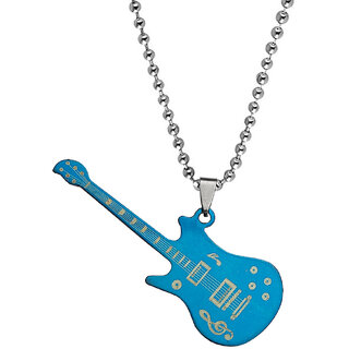                      M Men Style Rock Star Guitar Musical Music Treble Clef  Note Sysmbol  Blue  Zinc And Metal Pendant                                              