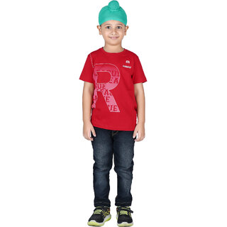                       Kid Kupboard  Boys  T-Shirt  Pure Cotton  Dark Red  Half-Sleeves  Pack of 1                                              