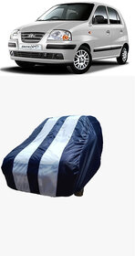 ATBROTHERS Water Resistant Car Cover compatible for Hyundai Santro Xing with Triple Threads Stitches in White and Blue