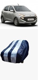 ATBROTHERS Water Resistant Car Cover compatible for Hyundai Santro with Triple Threads Stitches in White and Blue