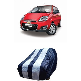                       ATBROTHERS Water Resistant Car Cover compatible for Chevrolet Spark with Triple Threads Stitches in White and Blue                                              