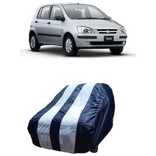 ATBROTHERS Water Resistant Car Cover compatible for Hyundai Getz Prime with Triple Threads Stitches in White and Blue