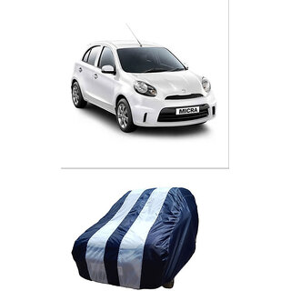 ATBROTHERS Water Resistant Car Cover compatible for Nissan Micra with Triple Threads Stitches in White and Blue