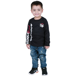                       Kid Kupboard  Pure Cotton  Baby Boys  T-Shirt  Dark Black  Full-Sleeves  Pack of 1                                              