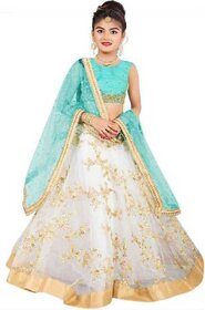 Girls Lehenga Choli Ethnic Wear Embroidered Lehenga, Choli and Dupatta Set