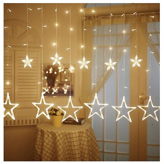                       12 Stars LED Lights for Diwali, Flameless  Smokeless 138 LED Windows Curtain String Lights for Festivals/Diwali                                              