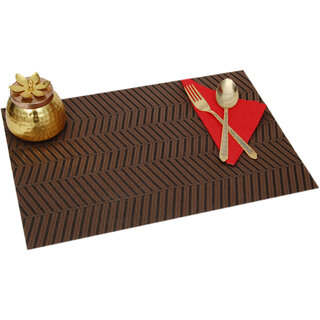                       Winner Maroon  Gold  Dining Table Mats 6 Pieces Washable Dinner Mats(PTM-012-06)                                              