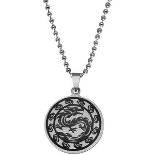                       M Men Style Biker Gothic Punk Jewellery Dragon Charm  Black And Silver Stainless Steel Pendant                                              