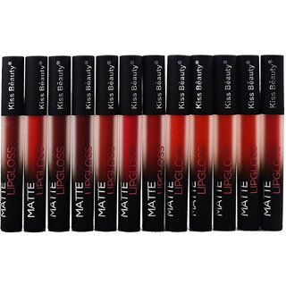 Kiss Beauty Proof Fire Brick Shade Matte Lipstick Set Of 12
