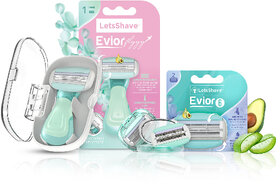 Letsshave Evior Flyyy Hair Removal Razor Shaving Kit with Razor + 2 Cartridges