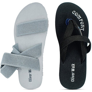                       OLIVER WALK Men Relax Graceful Trending Sandal (Pack Of 2)                                              