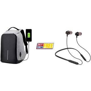 Style Maniac Bluetooth Neckband Earphone  Anti Theft USB Charging Port 15.6 Inch Waterproof Laptop Bag