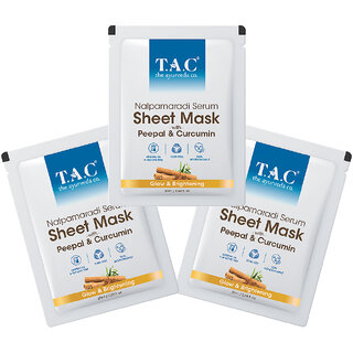                       T.A.C - The Ayurveda Co. Nalpamaradi Serum Sheet Mask with Aloe Vera for Even Skin Tone  Glow - 22ml - PACK OF 3                                              