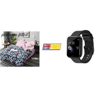                       Style Maniac Elastic Fitted Cotton Double Bedsheet with 2 Pillow Covers  Waterproof Smartwatch                                              