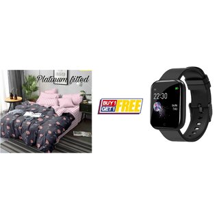                      Style Maniac Elastic Fitted Cotton Double Bedsheet with 2 Pillow Covers  Waterproof Smartwatch                                              