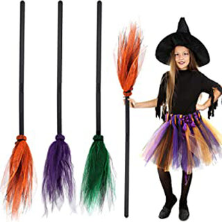                       Kaku Fancy Dresses Halloween Witch Flying Broom Stick Horror Costume - 2Pcs                                              
