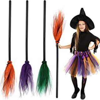                       Kaku Fancy Dresses Halloween Witch Flying Broom Stick Horror Costume - 6Pcs                                              