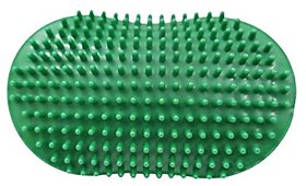 FAIRBIZPS Pet Bath Comb Massage Comb with Ring Handle Rubber Bristles Hand Brush Band Comb for Dogs  Cats (Green)