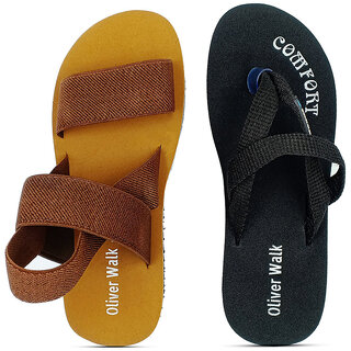                       OLIVER WALK Fashionable Men Sandals (Pack of 2)                                              