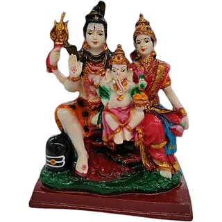                       Galaxy World Shankar Parvati Ji with little Ganesha, Shiv Parivar Murti Statue Sculpture Hindu Showpiece Figurine for Ho                                              
