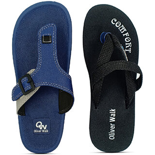                       OLIVER WALK Slipper  Sandal For Men Set of 2                                              