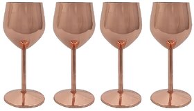 Divian Copper Plated Stemmed Copper Coated Unbreakable Wine Glass Goblets,350 ml Set Of 4