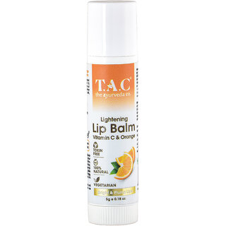                       T.A.C - The Ayurveda Co. Lip Balm for Lip Lightening and Brightening with Vitamin C, Orange and SPF 20, 5gm                                              