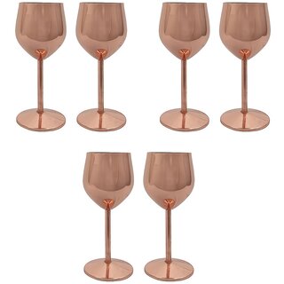 Divian Copper Plated Stemmed Copper Coated Unbreakable Wine Glass Goblets,350 ml Set Of 6