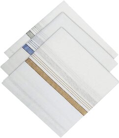 S4 Cotton Men White Solid Handkerchiefs Pack of 3