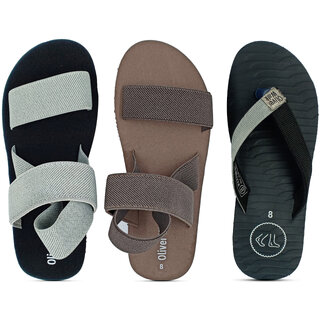                       OLIVER WALK Men Flip Flop  Sandals Set of 3                                              