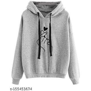                       Raabta Fashion Grey Printed Full Sleeves Sweat Shirt For Womens                                              