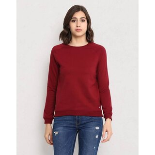                       Raabta Fashion Maroon Printed Full Sleeves Sweat Shirt For Womens                                              