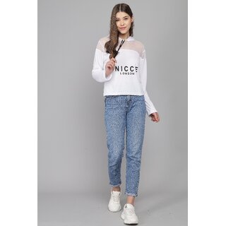                       Raabta Fashion White Printed Full Sleeves Sweat Shirt For Womens                                              
