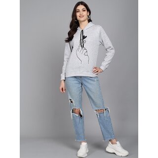                       Raabta Fashion Grey Printed Full Sleeves Sweat Shirt For Womens                                              