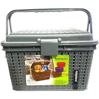 Mannat Multipurpose Plastic Small Storage Basket with Handle for Puja,clothes,Toys,Book Storage Basket (Pack of 1)