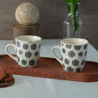                       HOC -Black Pansy Flower Coffee Mug (Set of 2)                                              