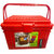 Mannat Multipurpose Plastic Storage Basket with Handle for Puja,clothes,Toys,Book Storage Basket (Red,Pack of 1)