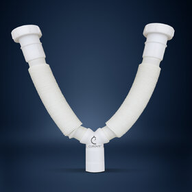 CUROVIT PVC Flexible 2-in-1 Double Waste Pipe 1-1/4 for Kitchen Sink Heavy Duty Waste Water Drain Outlet Tube Connector