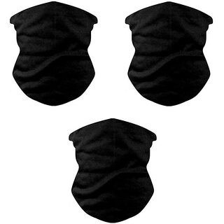 Head  Face Cover Neck Gaiter Head set of 3 masks Face Mask Scarf Face Cover For Men Women Sun Protection (3 Pc, Black)