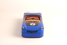 Anvi Car Shape Printed Metal Pencil Box for School Kids with Moving Wheels