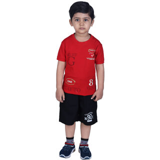                       Kid Kupboard Round Neck Cotton Boys T-Shirt Red, Half-Sleeves, Pack of 1                                              