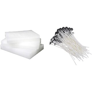                       MAGICMOON 1 Kg Paraffin Wax for Candle Making with 50 Piece 7 Inch Candle Making Wicks (White)                                              