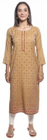 Adah womens brown colour rayon printed short casual kurti-10034
