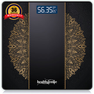 Healthgenie Digital Weight Machine Thick Tempered Glass LCD Display With 3 Years Warranty Weighing Scale( 93 Festive)