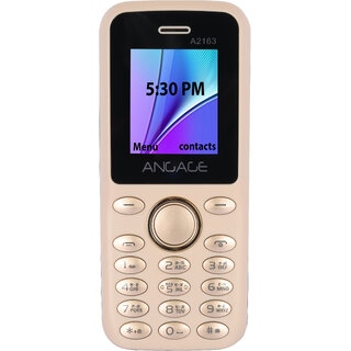                       Angage A2163 Dual Sim Mobile With 1.77 Inch Screen Digital Camera Torch FM And Auto Call Recording- Gold                                              